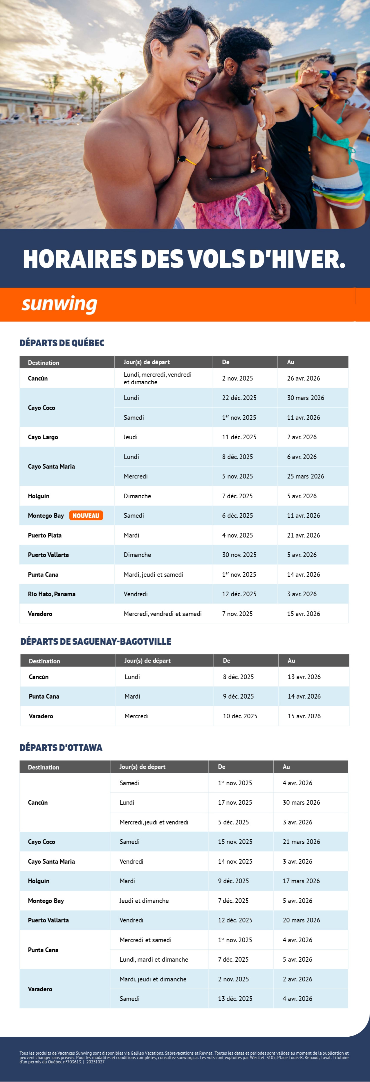 Description EN : Sunwing Vacations winter flight schedule with Voyages Aqua Terra Hautes-Leurentides Description EN : Sunwing Vacations winter flight schedule with Voyages Aqua Terra Hautes-Leurentides